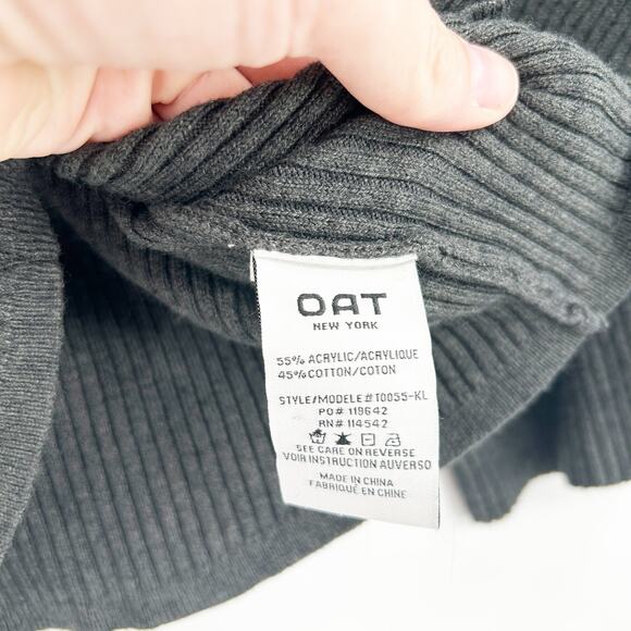 Oat Womens Fall Drop Shoulder Wide Sleeve Ribbed Knit Henley Sweater Size S Gray - Picture 5 of 6